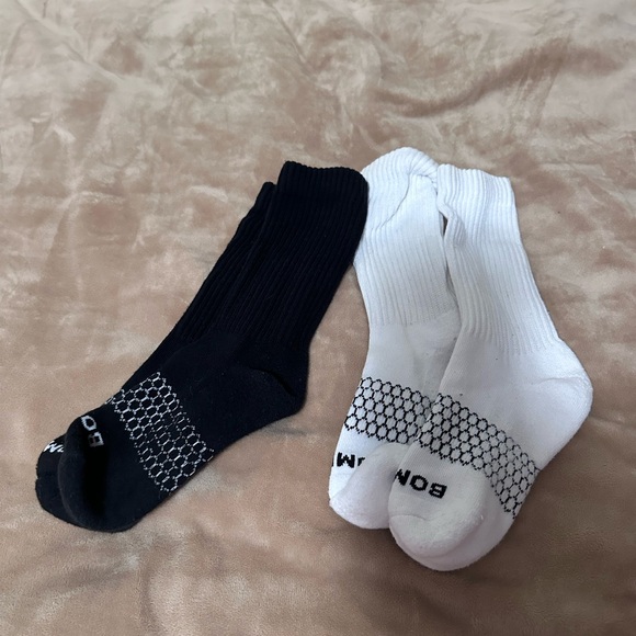 Bombas Black and White Crew Socks Small New - Picture 1 of 1